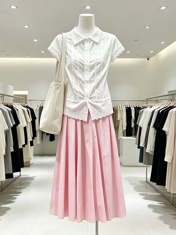 Korean Style A Line Shirt Dress - Elegant plus Size Women's Summer Shirt
