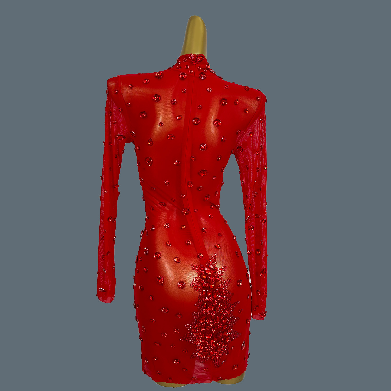 Luxury Sexy Red Rhinestones Sp - Sparkly Rhinestone Club Party Dress 评论和价格