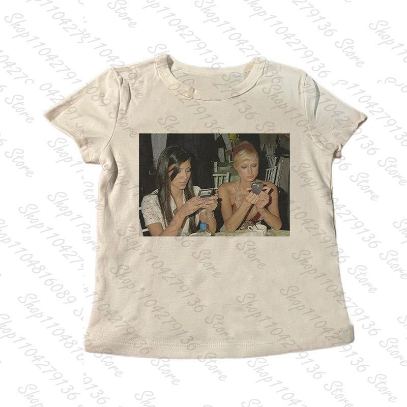 2000s Punk Women Short Sleeve  - Y2K Graphic Baby Tee Crop 评论和价格