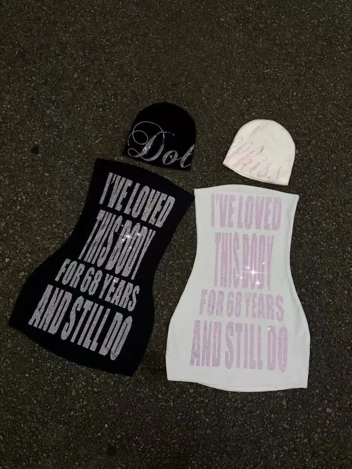Sparkly Rhinestone Slogan Tube - Sparkly Rhinestone Club Party Dress 评论和价格