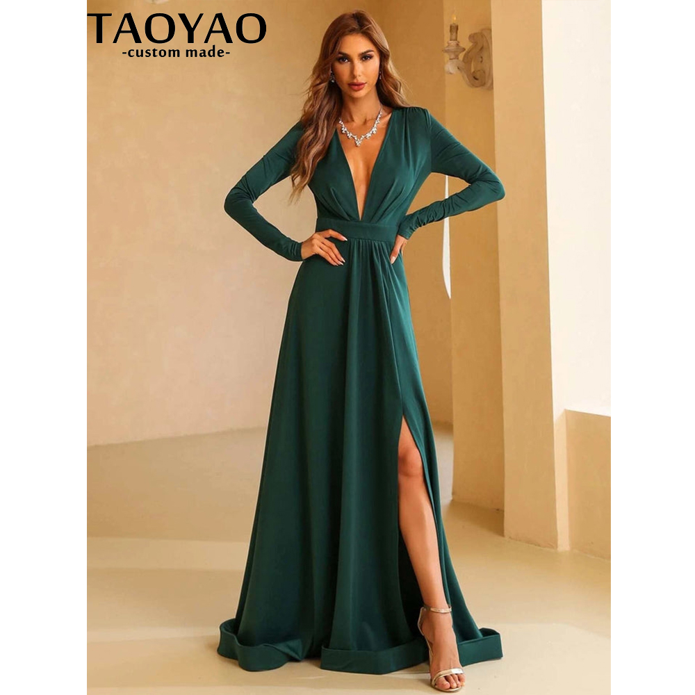 TaoYao Women Evening Dresses C - Elegant Satin Evening Gown Split 评论和价格