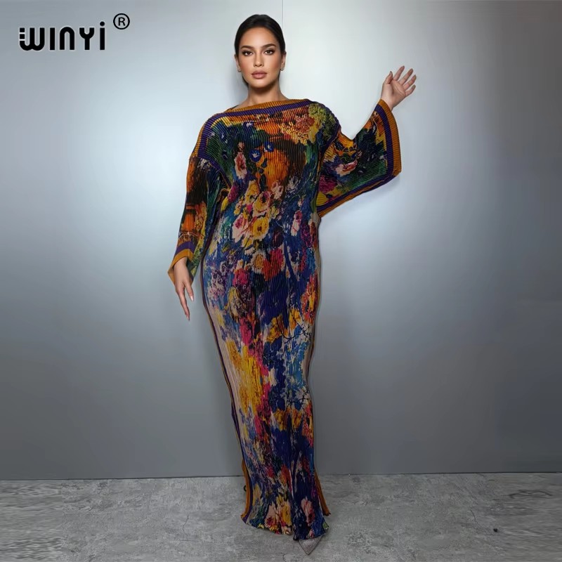 WINYI summer Pleated Elastic l - Boho Summer Beach Maxi Dress 评论和价格