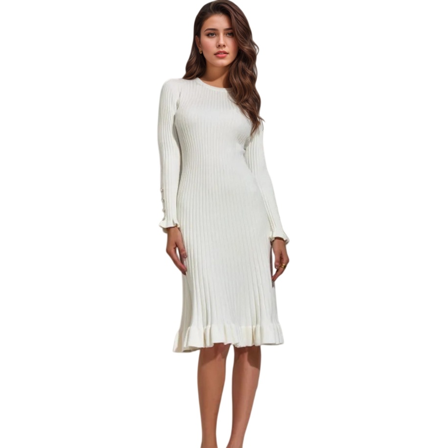 Women's Ribbed Knit Long Sleev - Bodycon Long Sleeve Ribbed Dress 评论和价格