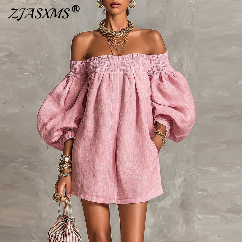 2026 Summer New Off Shoulder P - Off Shoulder Puff Sleeve Sundress 评论和价格