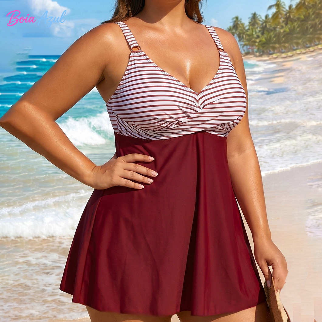 Big size color-blocked striped - Skirts 评论和价格