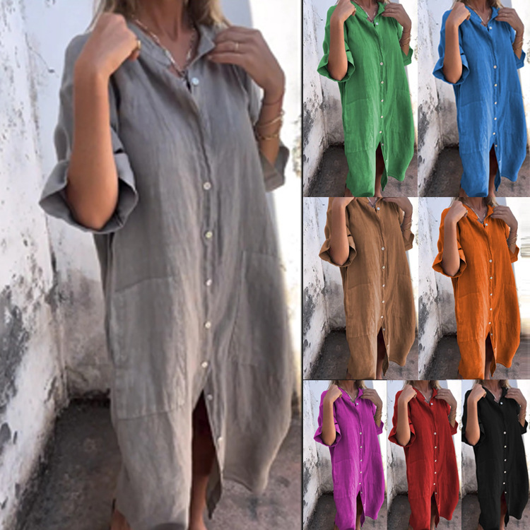 2026 Women's Old Money Shirt D - Casual Loose Linen Shirt Dress 评论和价格