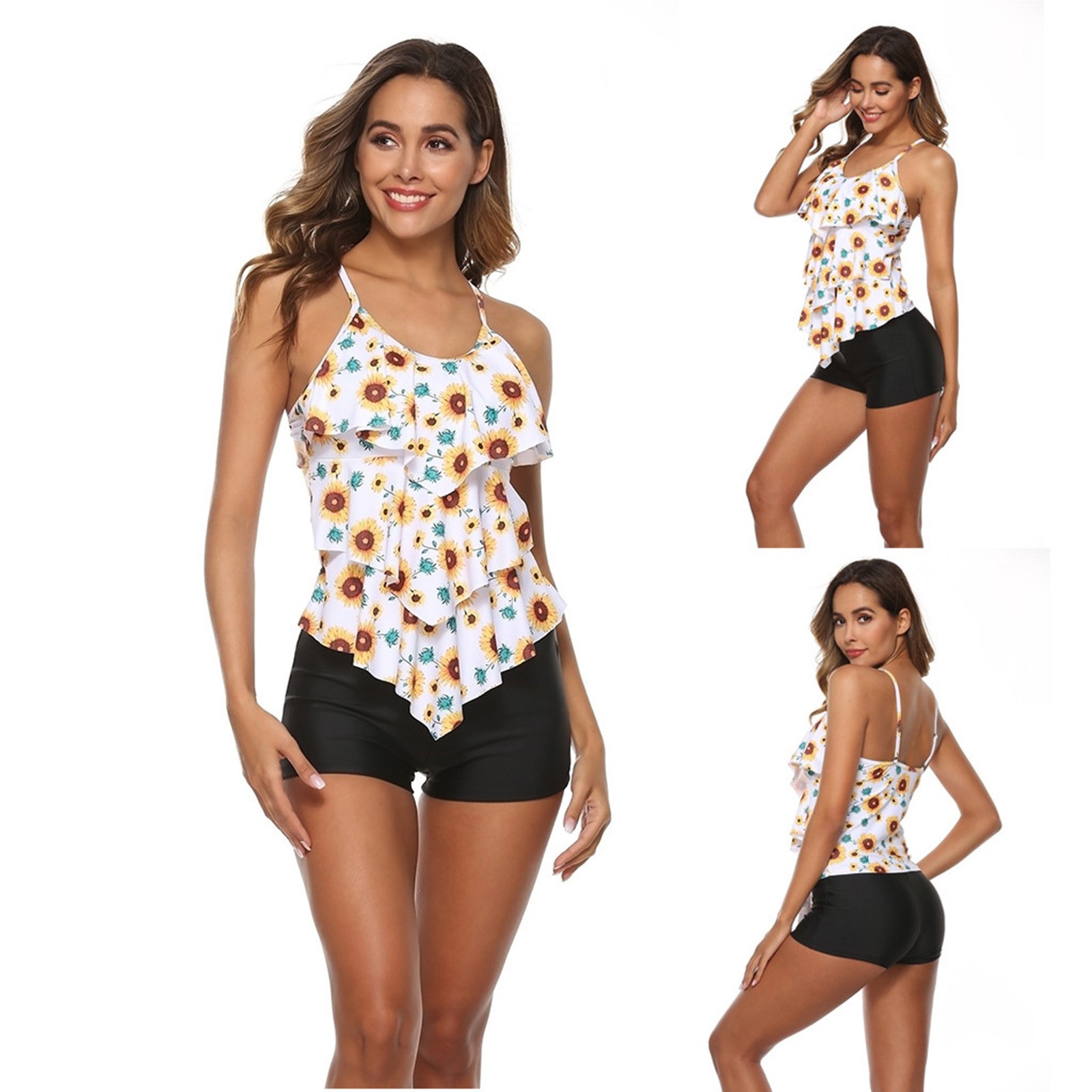 Woman Bikini Floral Print Tank - Tops 评论和价格