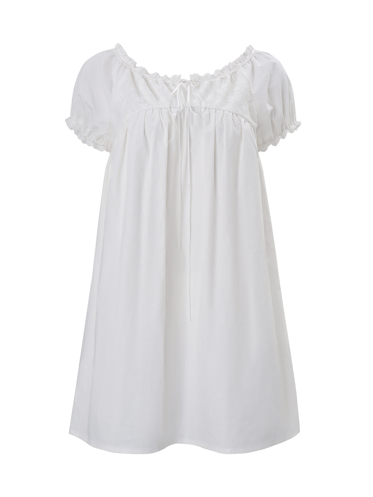 White Off Shoulder Lace Babydo - Off Shoulder Puff Sleeve Sundress 评论和价格