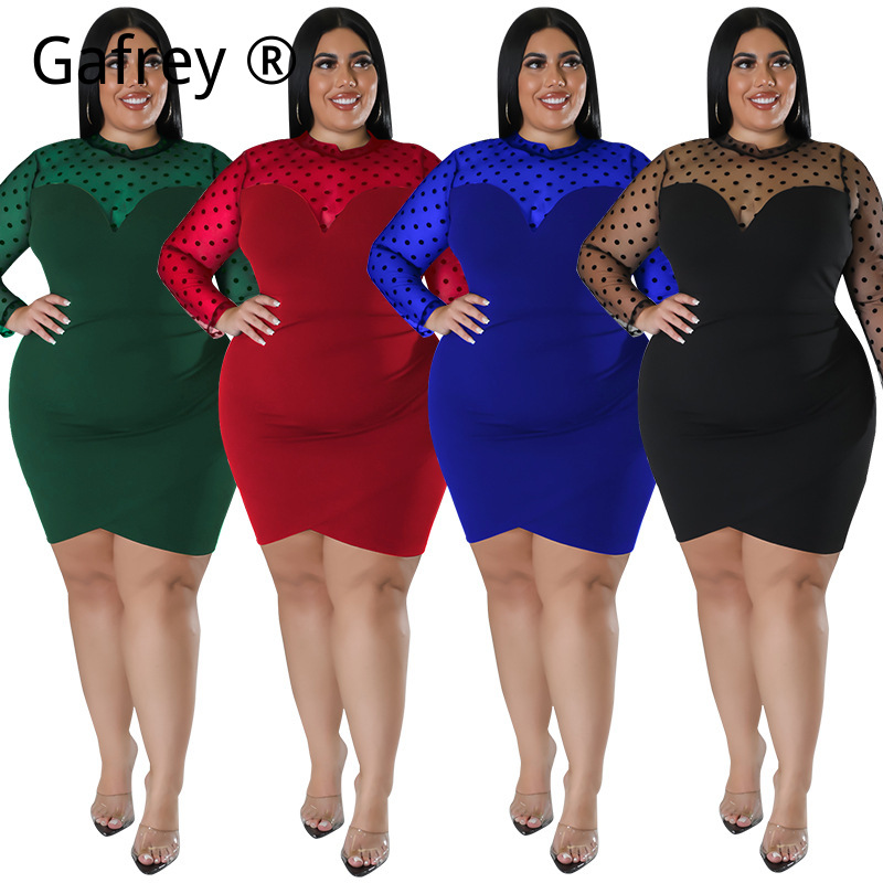 XXL 3XL 4XL 5XL Plus Size Wome - Sexy Mesh Sheer Bodycon Dress 评论和价格