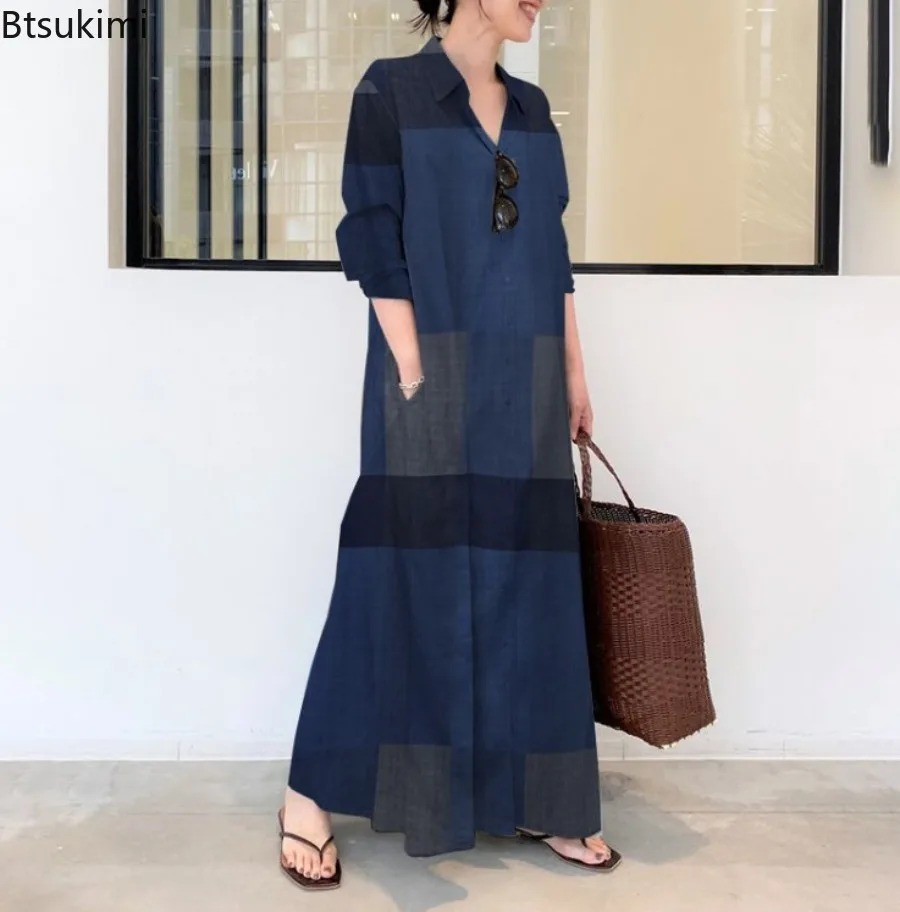 Fashion New Shirt Dress Women  - Casual Loose Linen Shirt Dress 评论和价格