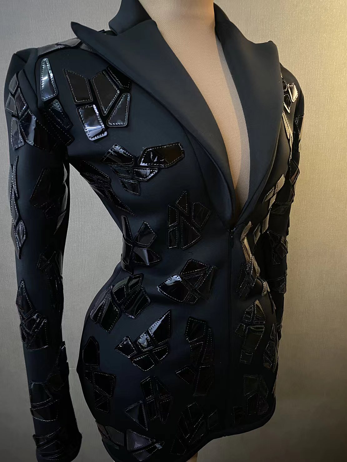 Luxury Women's Black Suit Dres - Sparkly Rhinestone Club Party Dress 评论和价格