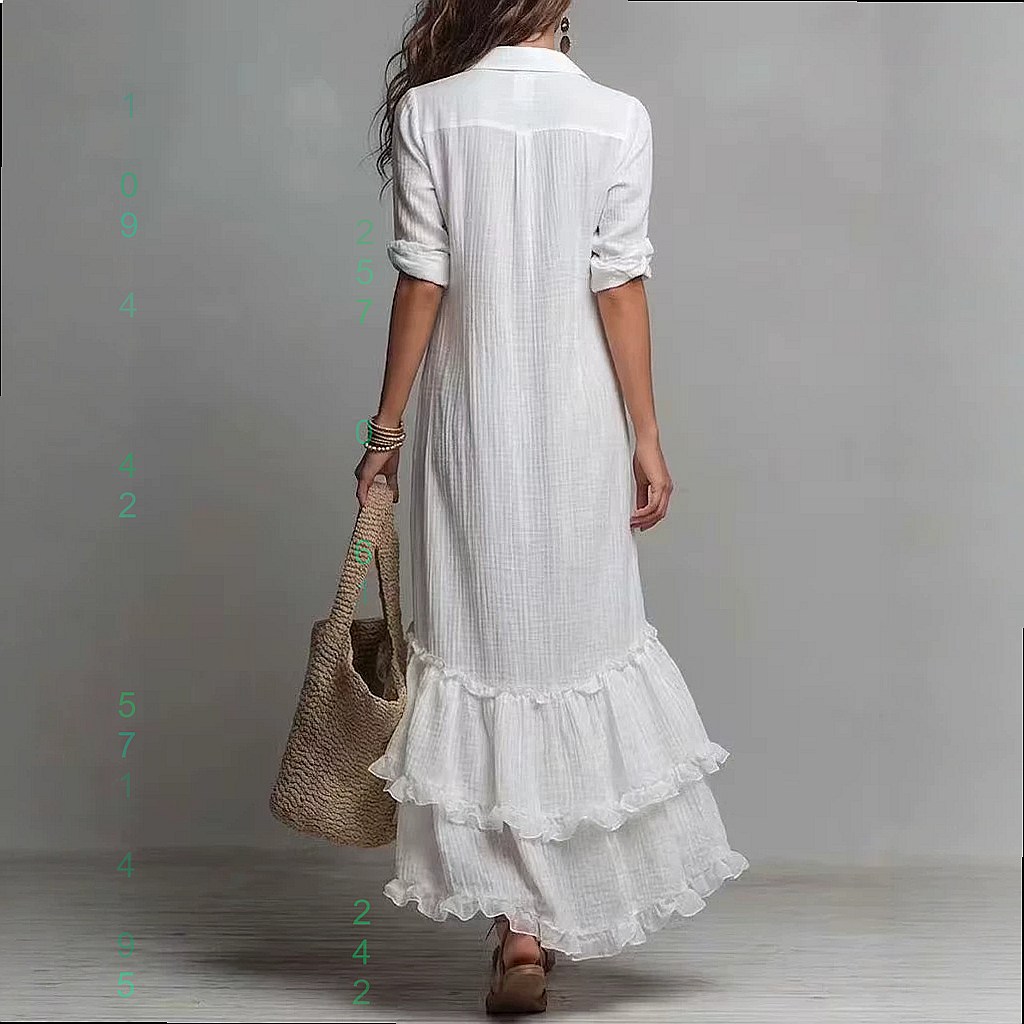 Cross back cotton linen dress  - Casual Loose Linen Shirt Dress 评论和价格