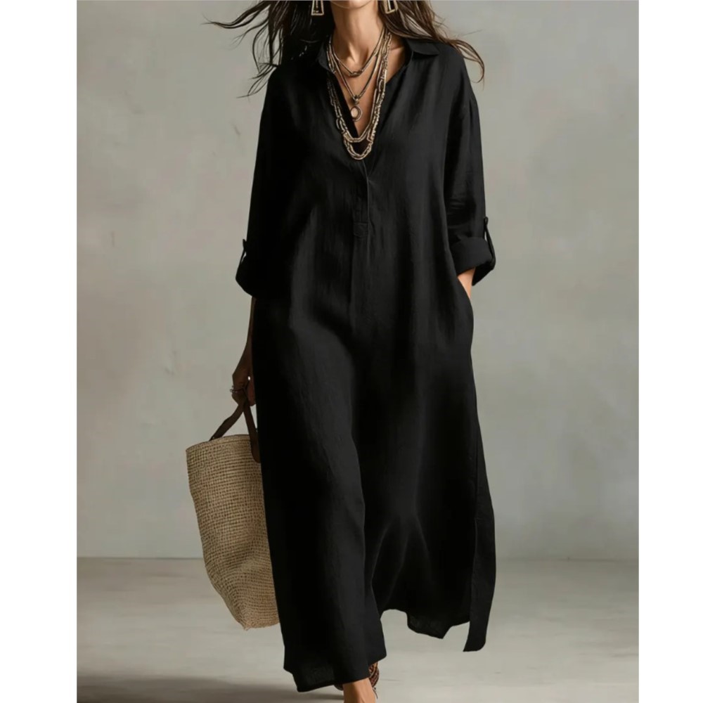 Women Vintage Linen Shirt Dres - Casual Loose Linen Shirt Dress 评论和价格