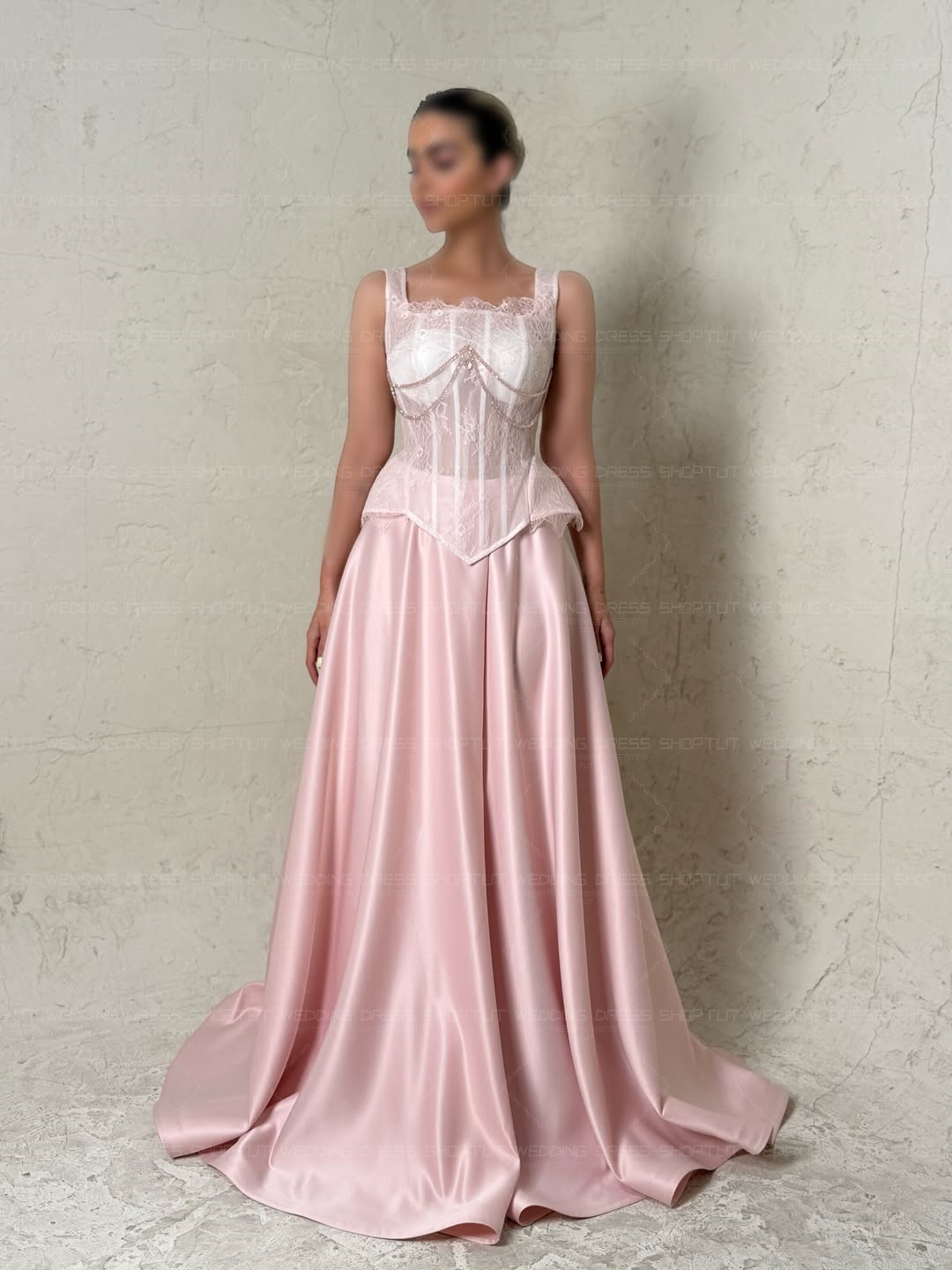 TLIT Elegant Baby Pink Silk Sa - Elegant Satin Evening Gown Split 评论和价格