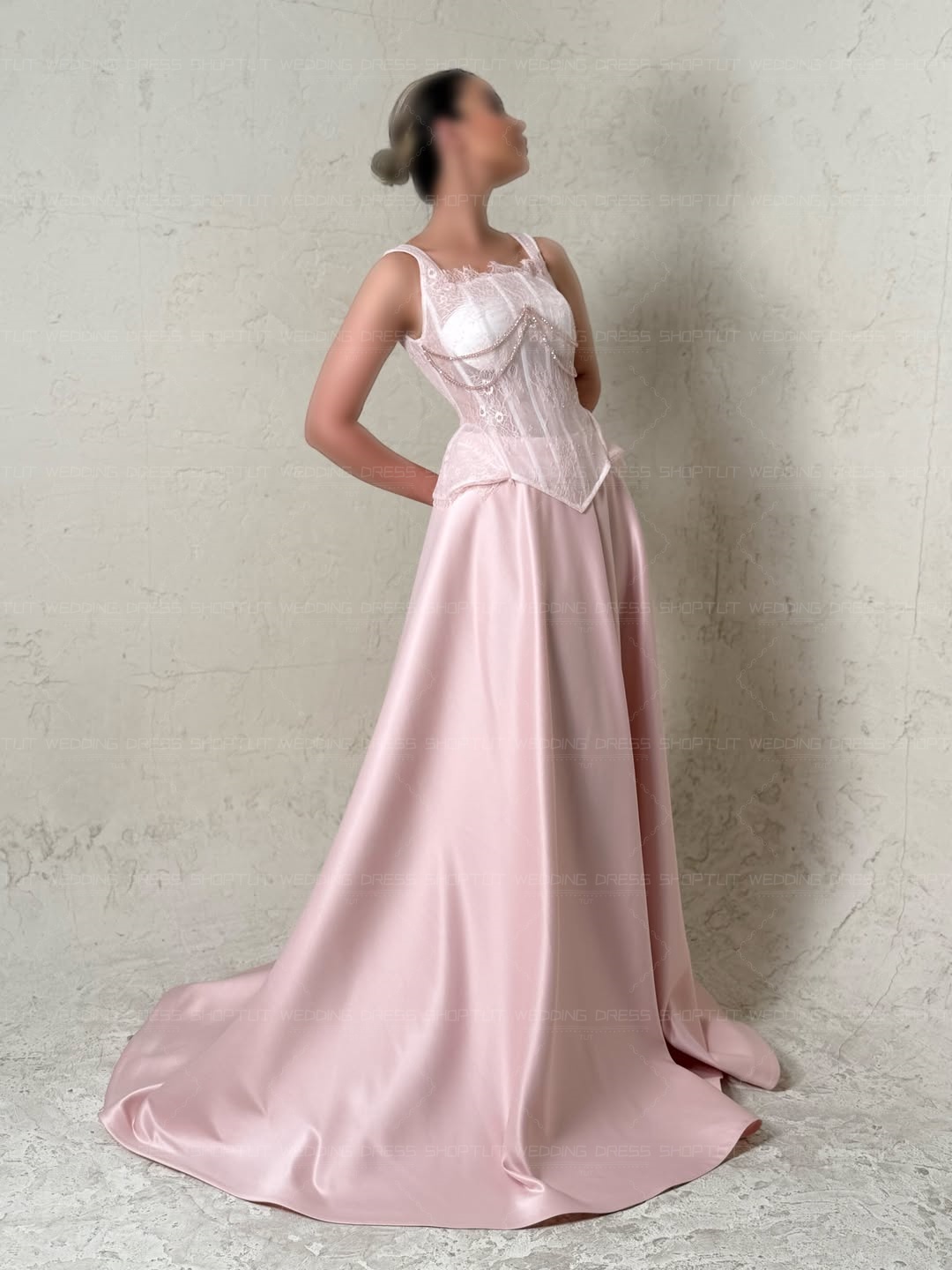 TLIT Elegant Baby Pink Silk Sa - Elegant Satin Evening Gown Split 评论和价格