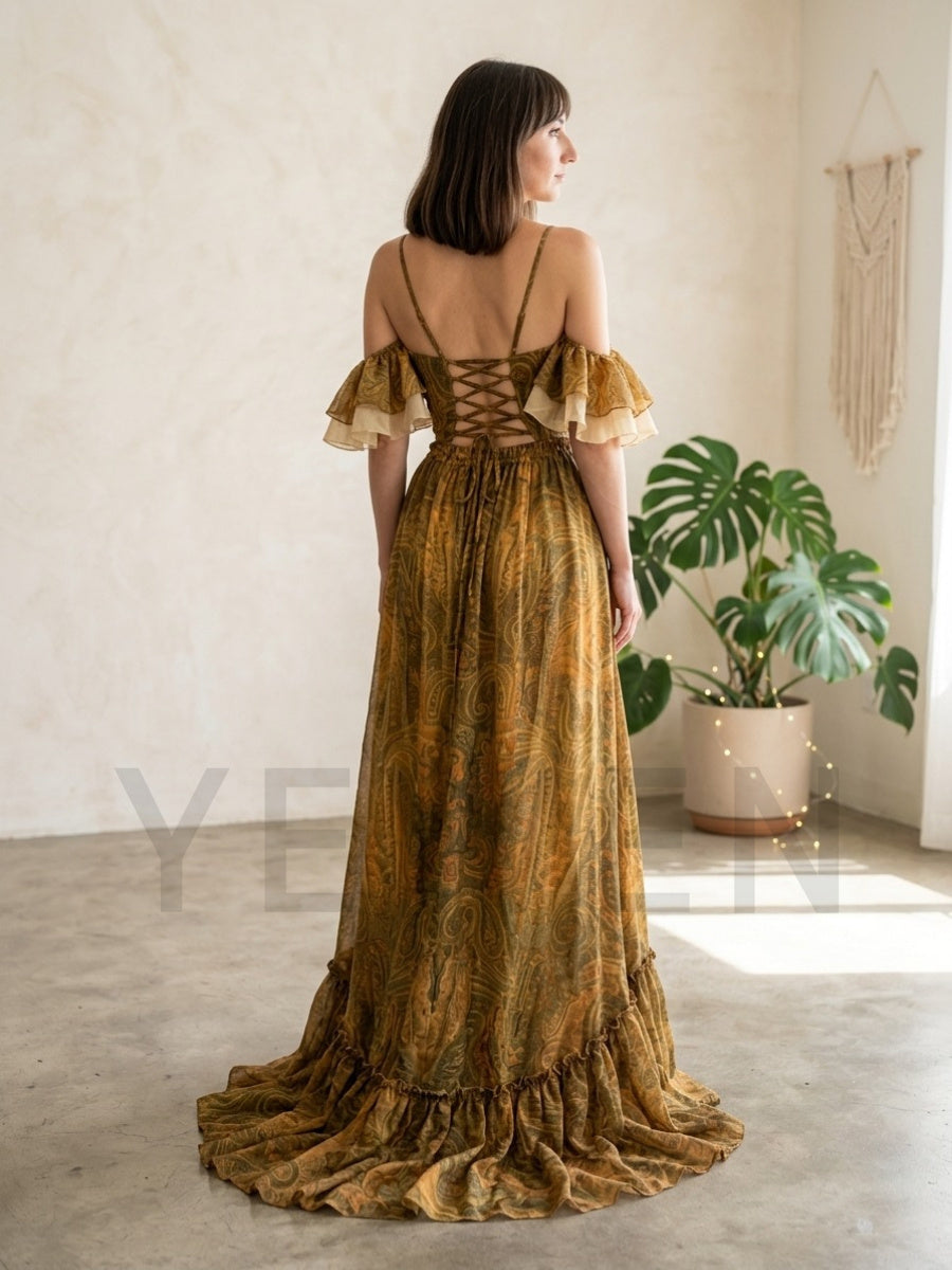 Boho Printed 2 Piece Maxi Dres - Boho Summer Beach Maxi Dress 评论和价格