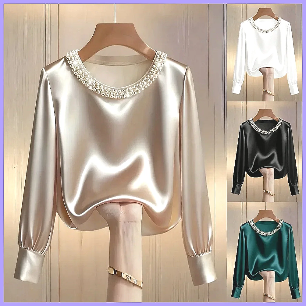 Elegant Beaded Satin Blouse fo - Blouses 评论和价格