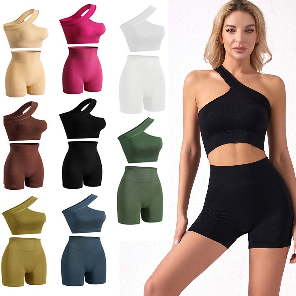 2Pcs Casual Seamless Women Wor - Seamless Ribbed Workout Tank Top 评论和价格