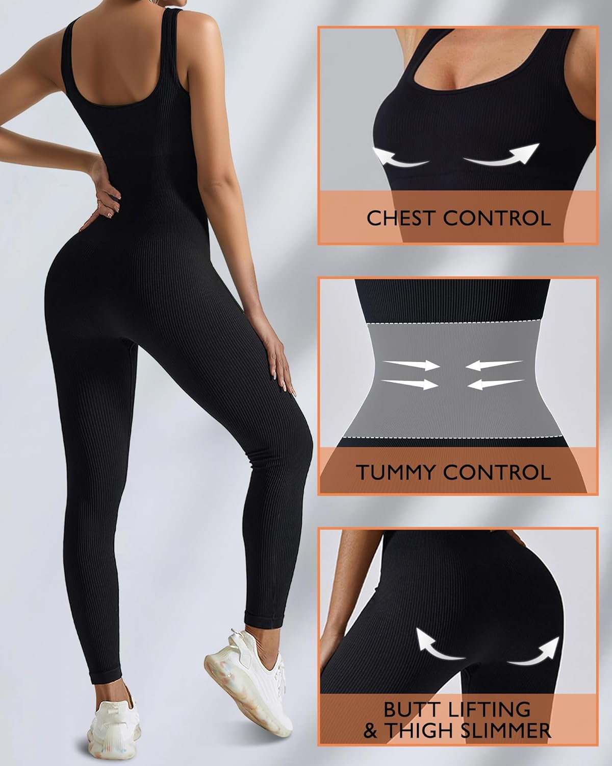 Women Workout Seamless Jumpsui - Seamless Ribbed Workout Tank Top 评论和价格