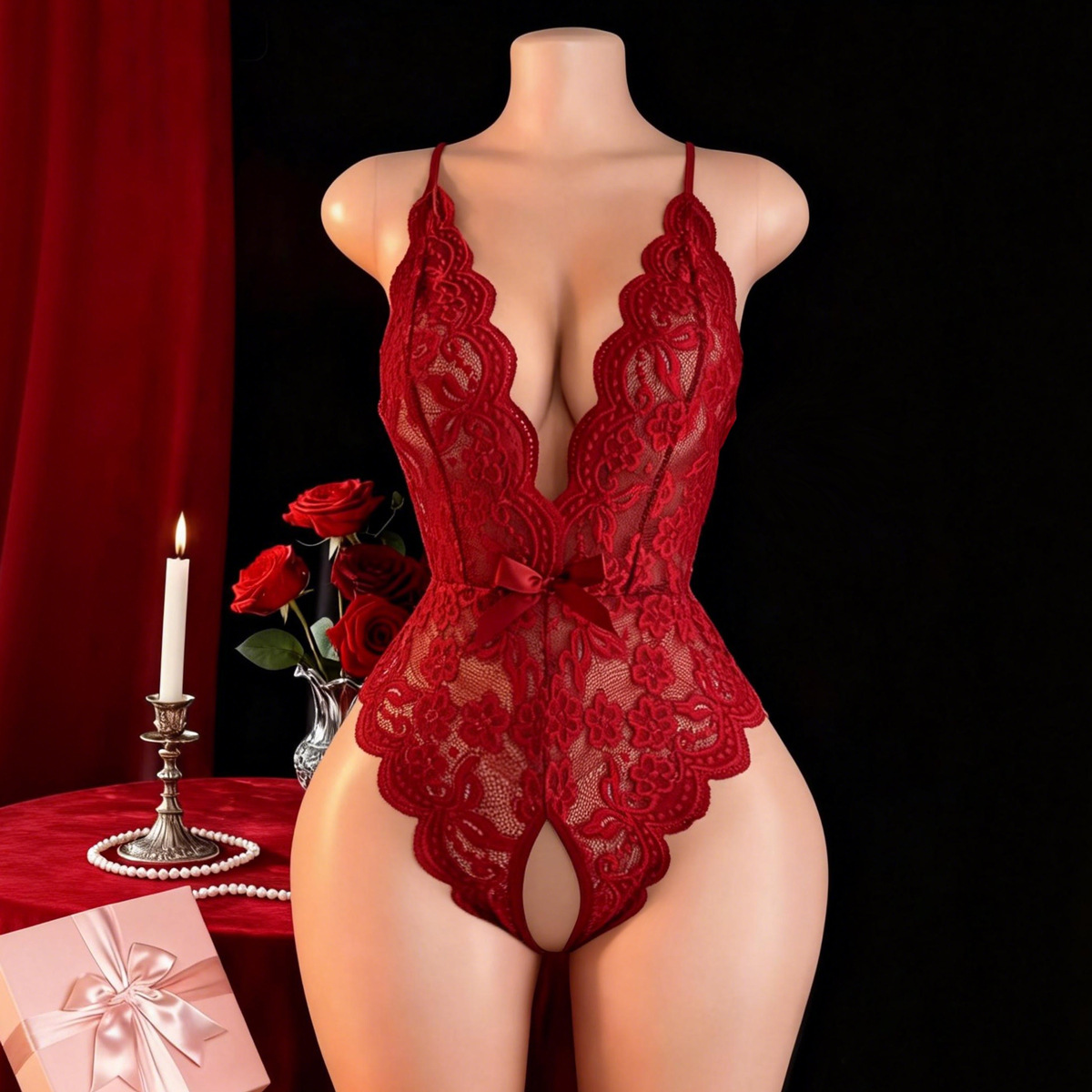 Hot Crotchless Sexy Lingerie F - Lingerie 评论和价格
