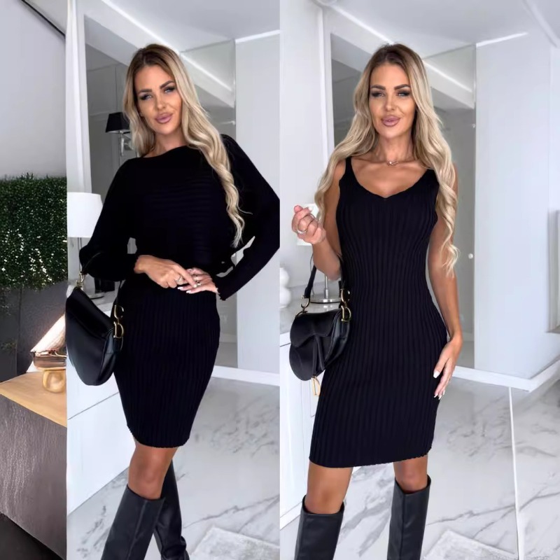 Autumn New Chic Sexy 2 Piece S - Bodycon Long Sleeve Ribbed Dress 评论和价格