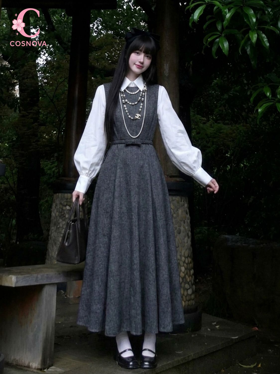 Korean Hepburn Style 2 Piece D - Korean Style A Line Shirt Dress 评论和价格