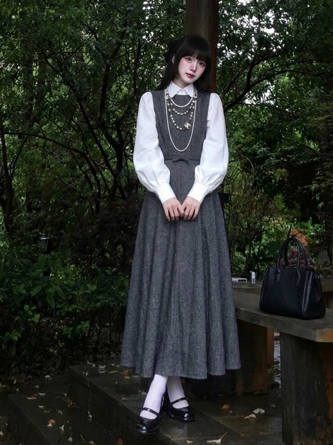 Korean Hepburn Style 2 Piece D - Korean Style A Line Shirt Dress 评论和价格
