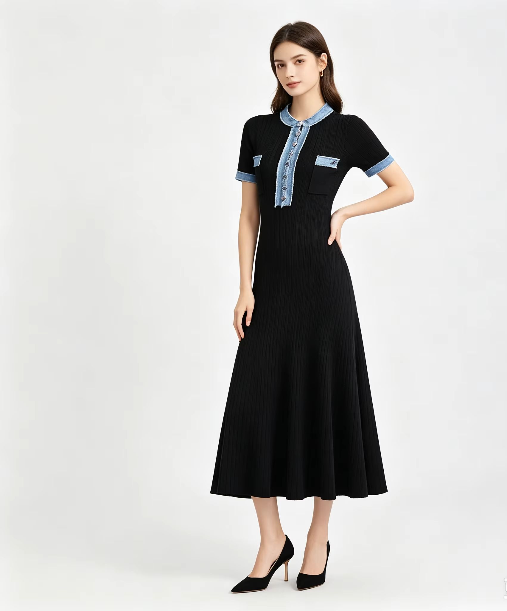 Ribbed Knit Mermaid Long Dress - Bodycon Long Sleeve Ribbed Dress 评论和价格