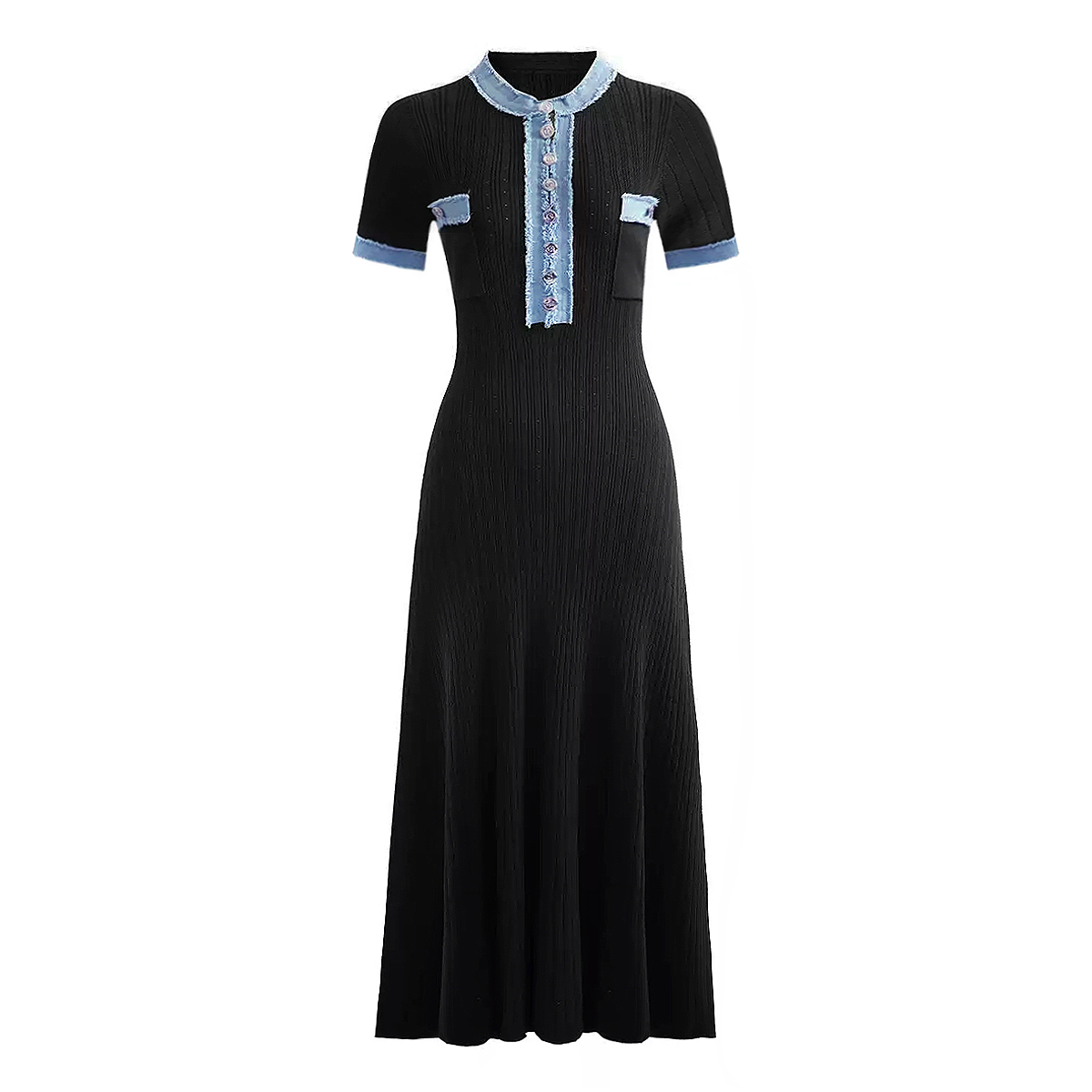 Ribbed Knit Mermaid Long Dress - Bodycon Long Sleeve Ribbed Dress 评论和价格