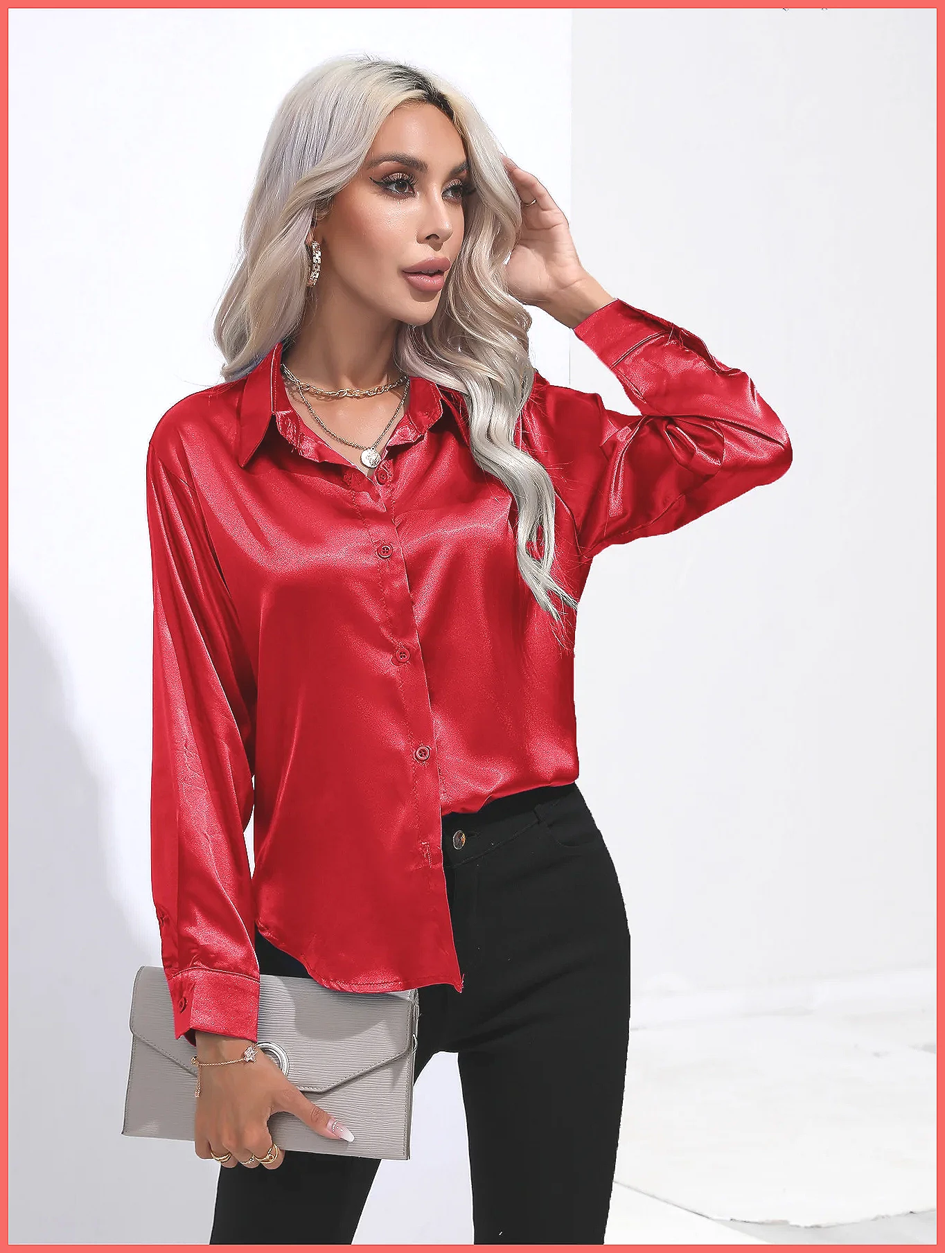 2025 Spring Summer Satin Shirt - Blouses 评论和价格