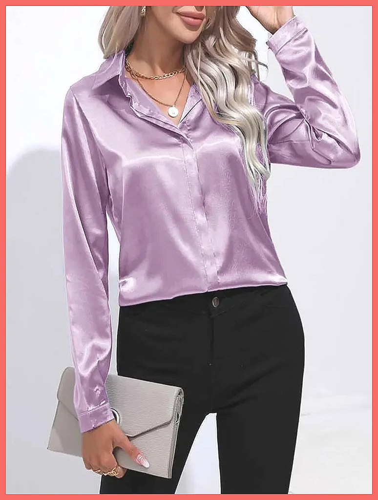 2025 Spring Summer Satin Shirt - Blouses 评论和价格