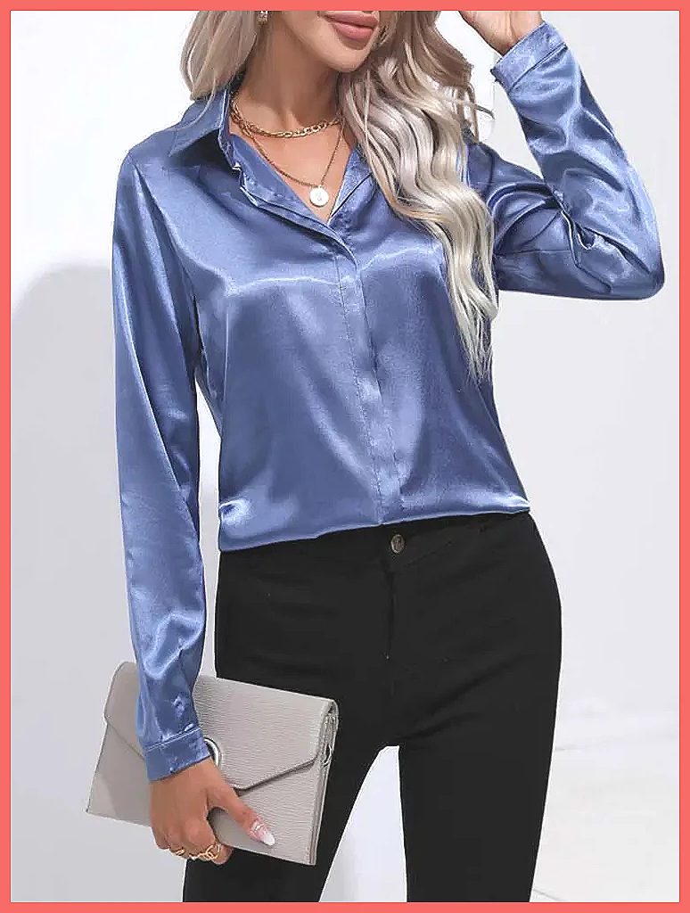 2025 Spring Summer Satin Shirt - Blouses 评论和价格