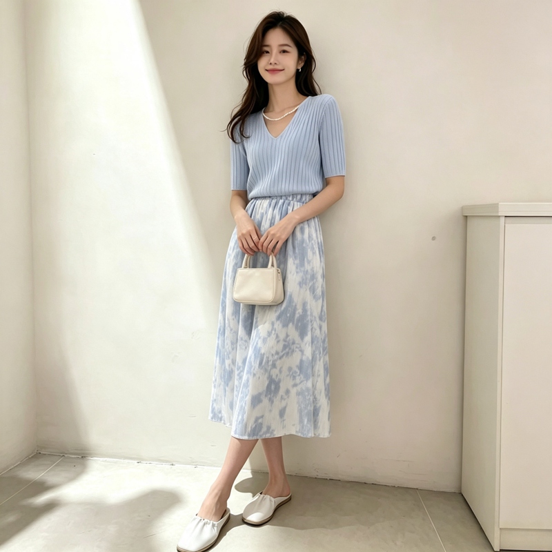 2026 Summer Gentle Short Sleev - Korean Style A Line Shirt Dress 评论和价格