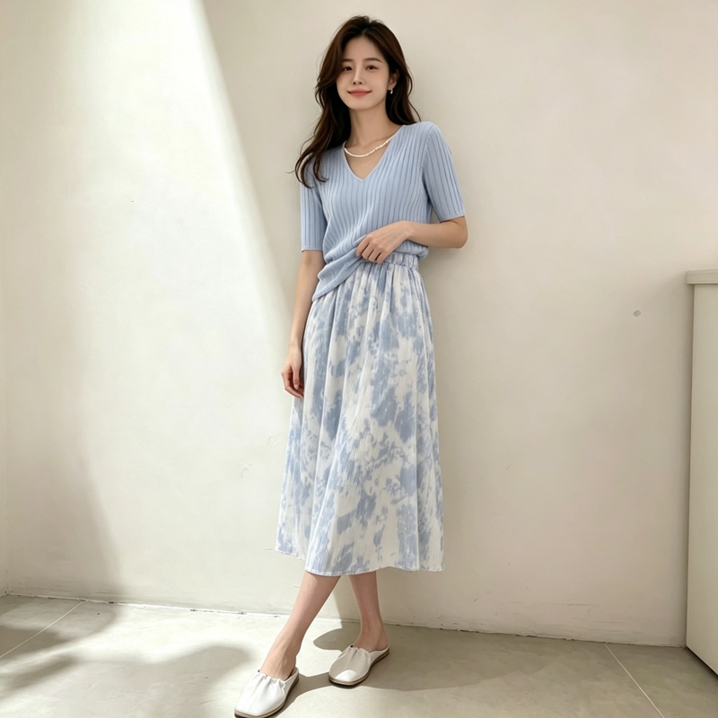 2026 Summer Gentle Short Sleev - Korean Style A Line Shirt Dress 评论和价格