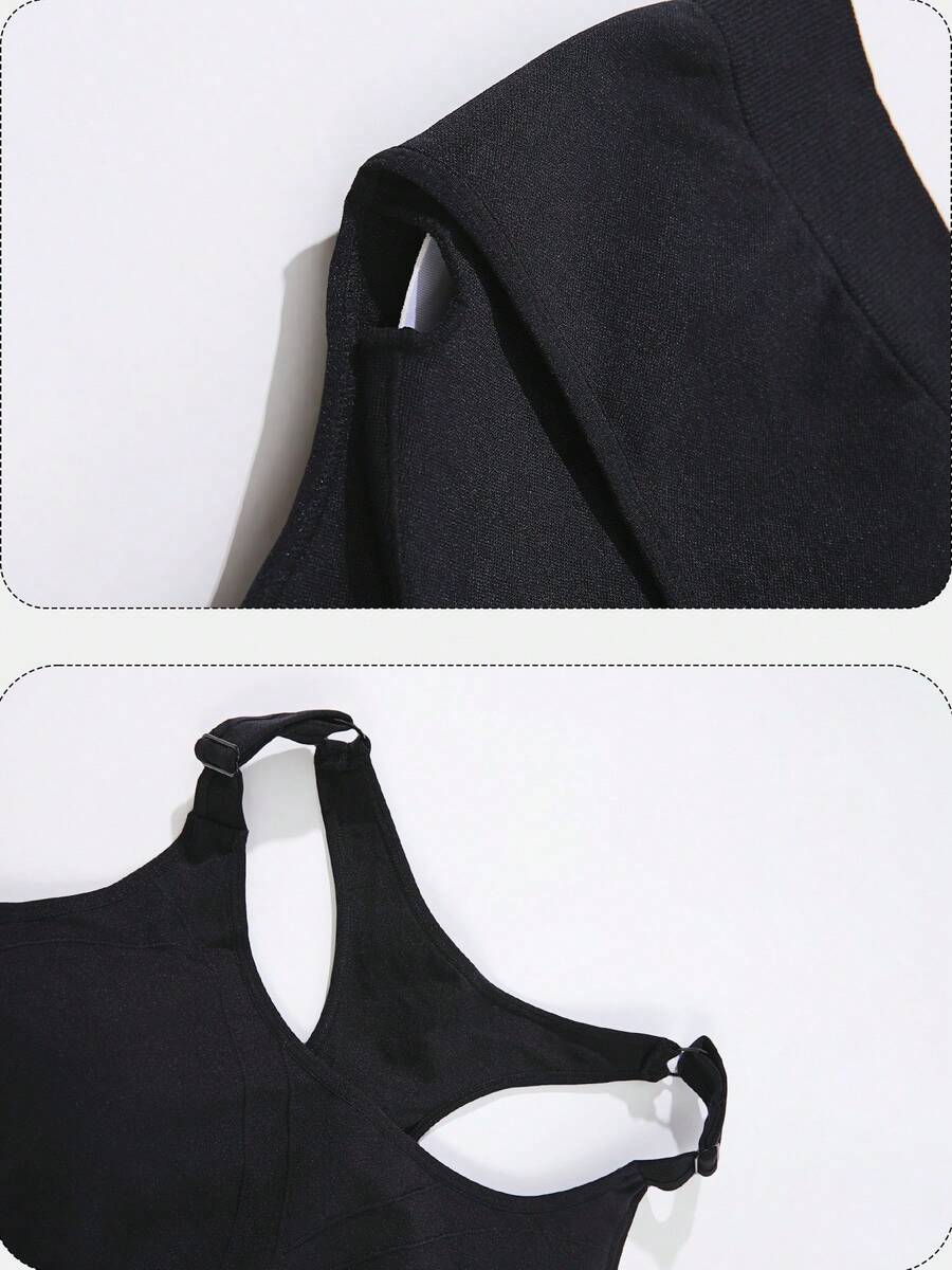1Pcs Black Sport Solid Backles - Seamless Ribbed Workout Tank Top 评论和价格