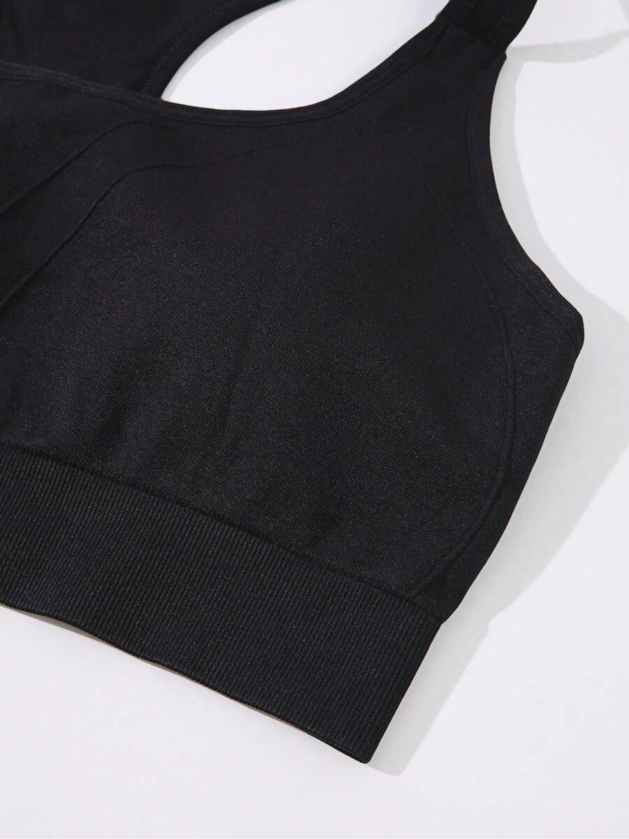 1Pcs Black Sport Solid Backles - Seamless Ribbed Workout Tank Top 评论和价格