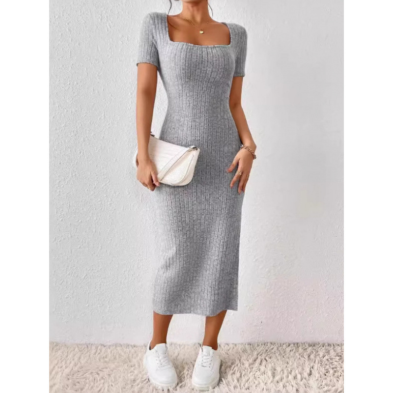 Ropa Para Mujer Vintage Ribbed - Bodycon Long Sleeve Ribbed Dress 评论和价格