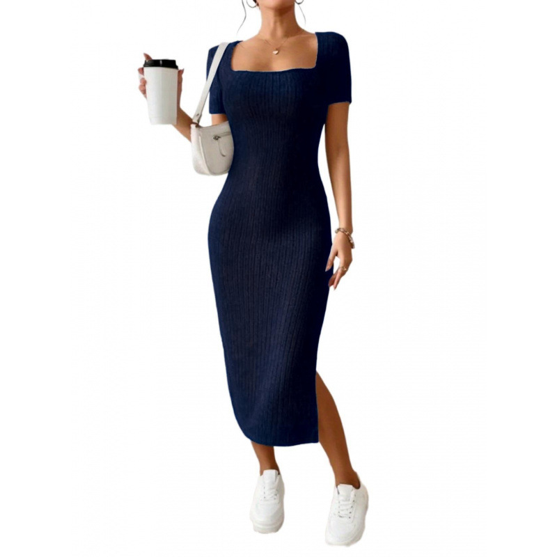 Ropa Para Mujer Vintage Ribbed - Bodycon Long Sleeve Ribbed Dress 评论和价格