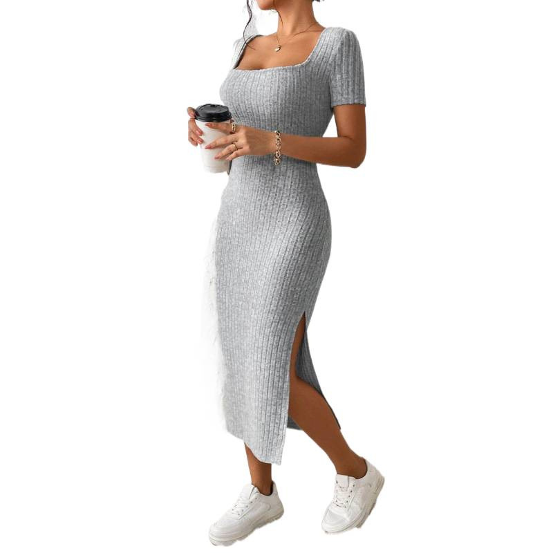 Ropa Para Mujer Vintage Ribbed - Bodycon Long Sleeve Ribbed Dress 评论和价格