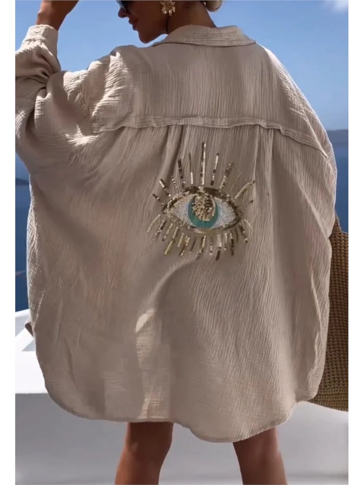 Spring Summer Casual Sequin Ey - Casual Loose Linen Shirt Dress 评论和价格