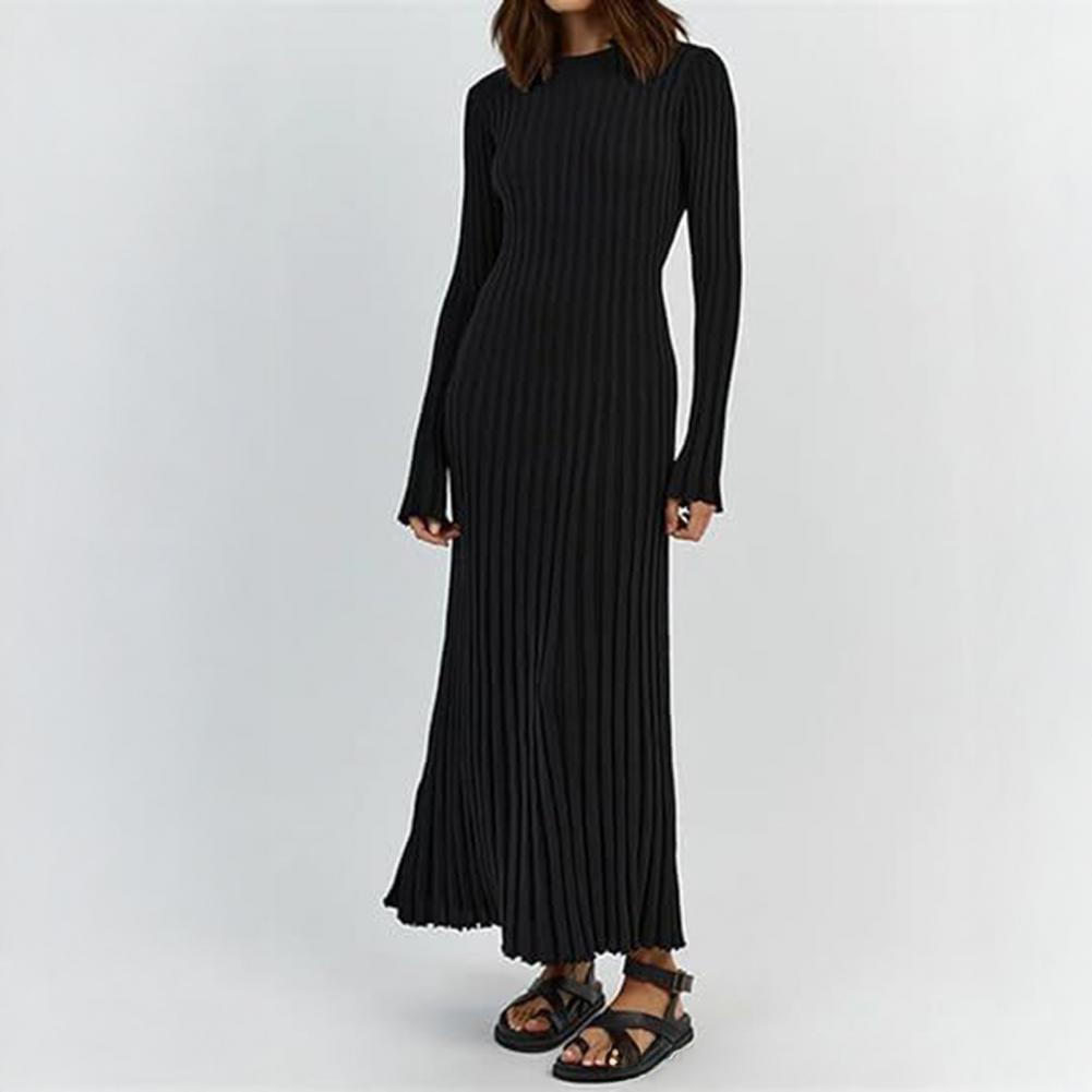 Ribbed Knit Dress Women's Long - Bodycon Long Sleeve Ribbed Dress 评论和价格