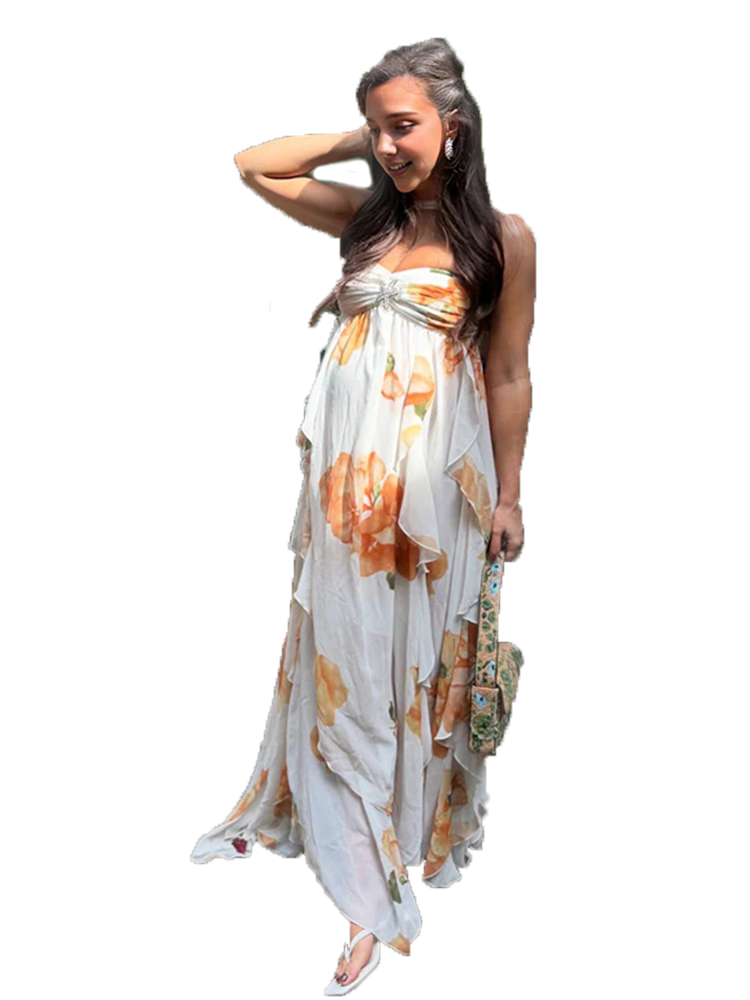 Boho Floral Maternity Photosho - Boho Summer Beach Maxi Dress 评论和价格