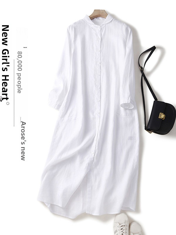 Casual Cotton Linen Loose Shir - Casual Loose Linen Shirt Dress 评论和价格
