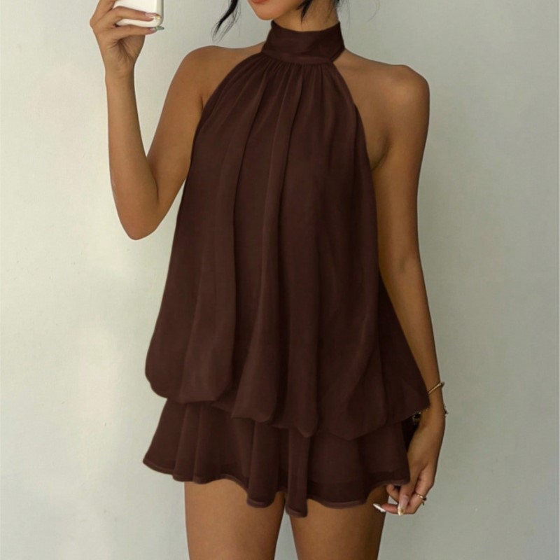 Halter Neck Mini Dress Summer  - Y2K Backless Halter Mini Dress 评论和价格