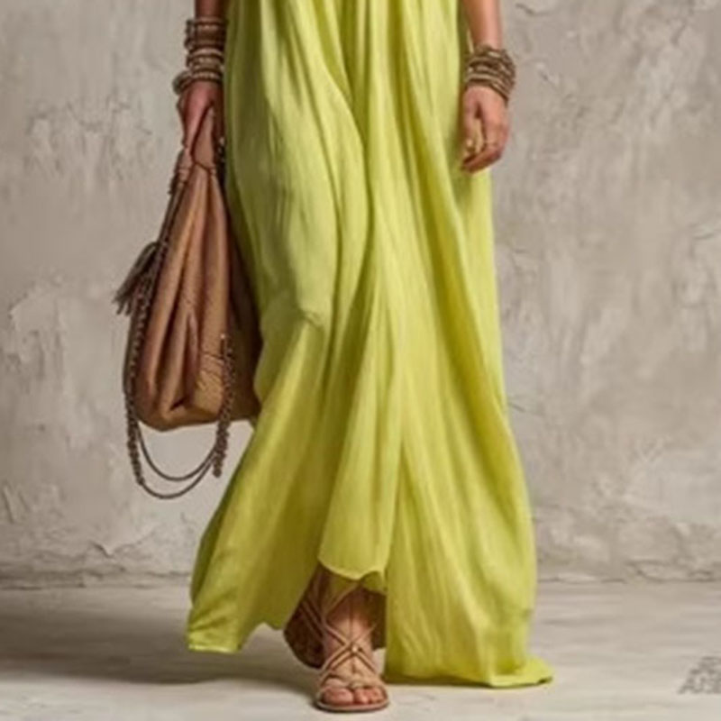 Women Elastic Waist Casual Vac - Off Shoulder Puff Sleeve Sundress 评论和价格