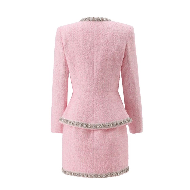 Premium Pink Tweed Women Two-P - Tweed Two Piece Blazer Dress 评论和价格