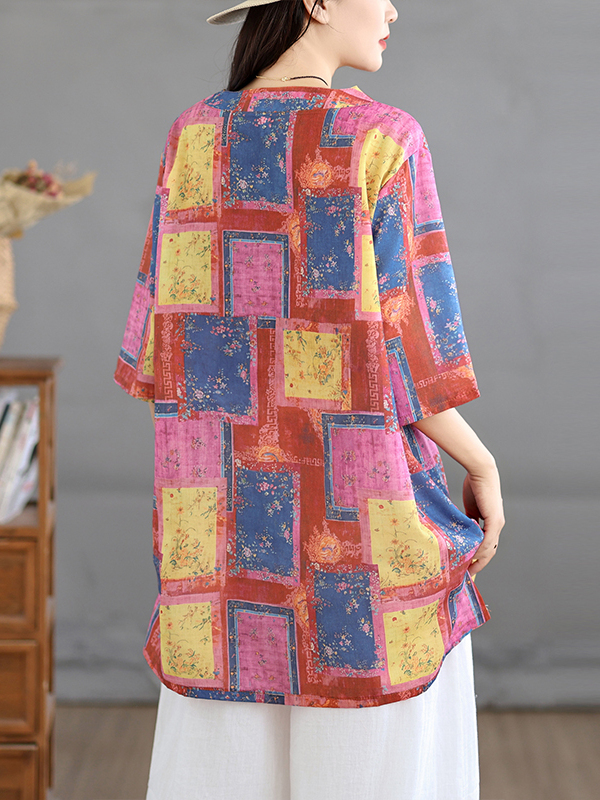 Casual Linen Print Top Vintage - Casual Loose Linen Shirt Dress 评论和价格