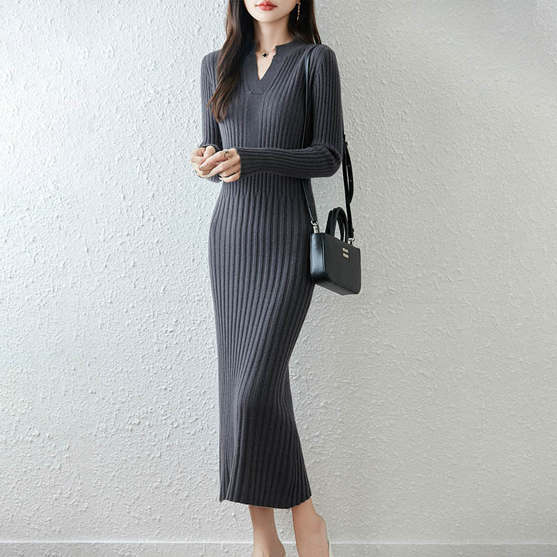 Smart Minimalist Ribbed 2025 W - Bodycon Long Sleeve Ribbed Dress 评论和价格