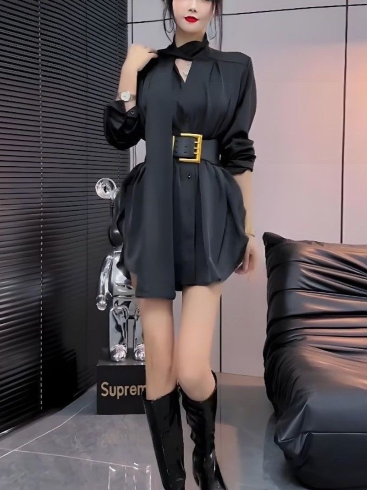 White Silk Shirt Dress Women's - Korean Style A Line Shirt Dress 评论和价格