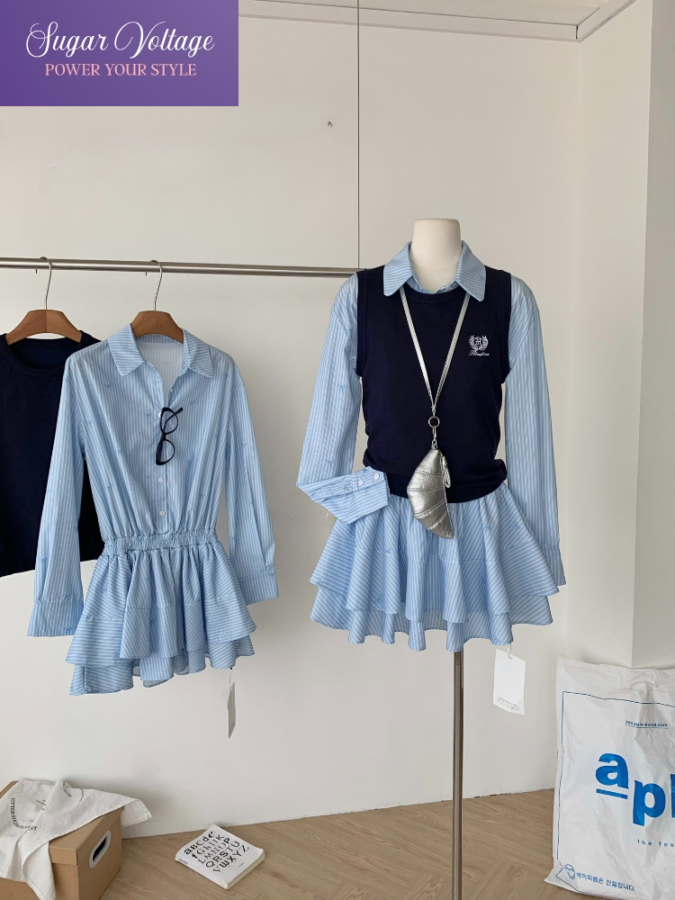 Spring Autumn Korean Fashion C - Korean Style A Line Shirt Dress 评论和价格